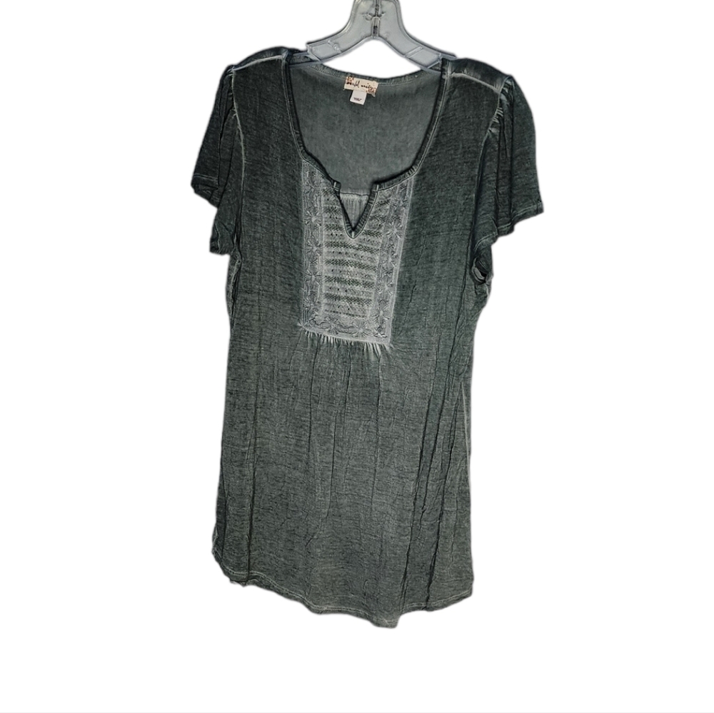 World Unity women's green tie-dye short sleeve top size L